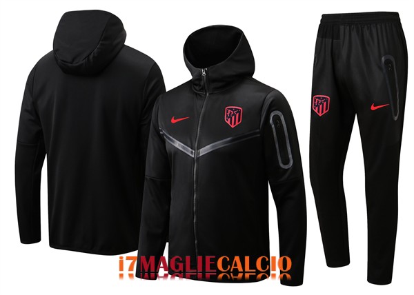 giacca con cappuccio atletico madrid nero 2022-2023