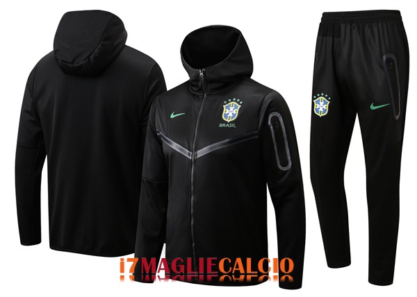 giacca con cappuccio brasile nero 2022-2023