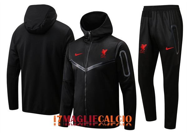 giacca con cappuccio liverpool nero 2022-2023