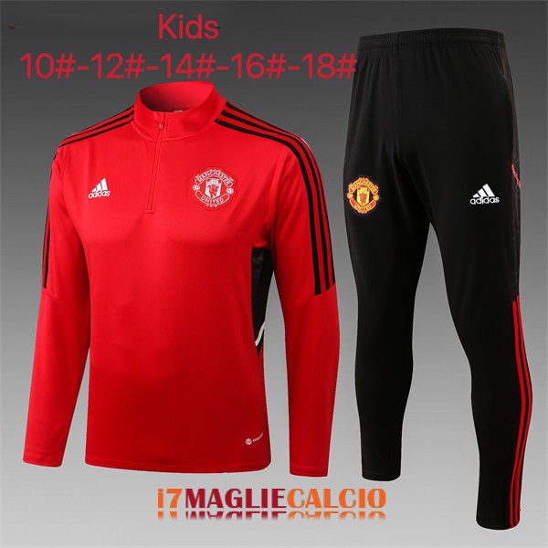 giacca bambini manchester united rosso 2022-2023