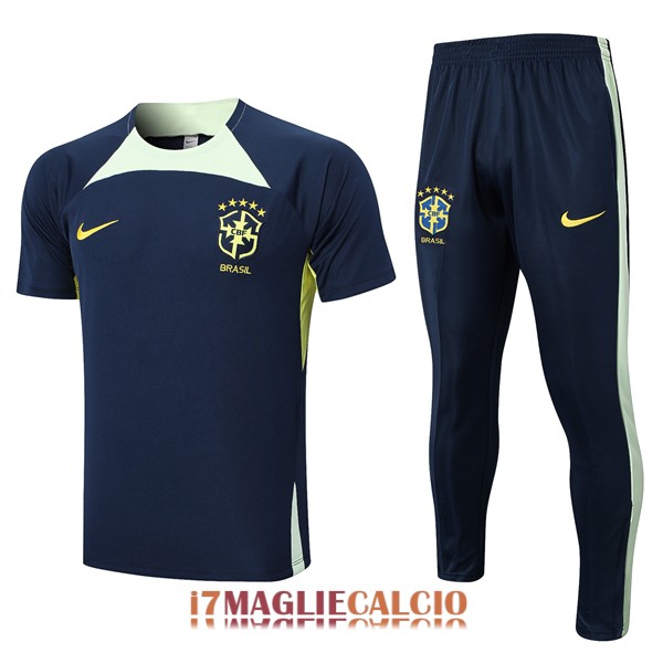 maglia brasile formazione set completo blu scuro giallo 2022-2023
