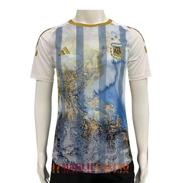 maglia argentina edizione speciale versione player bianco blu giallo nero 2023-2024