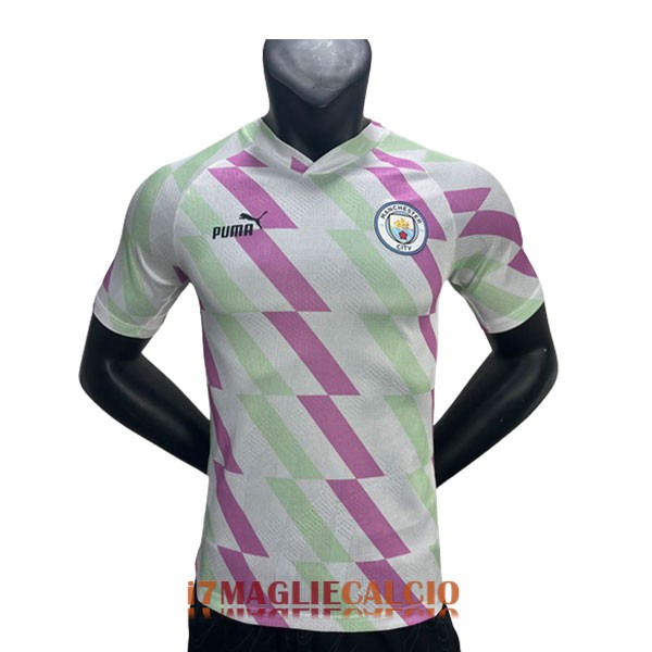 maglia manchester city formazione versione player bianco rosa verde 2023-2024