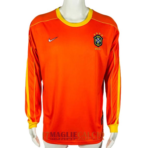 maglia brasile retro manica lunga portiere arancione 1998-2000