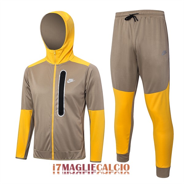 giacca con cappuccio barcellona marrone giallo nero 2023-2024