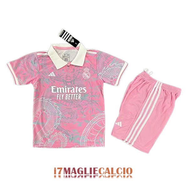 maglia real madrid bambini edizione speciale dragon rosa bianco 2023-2024
